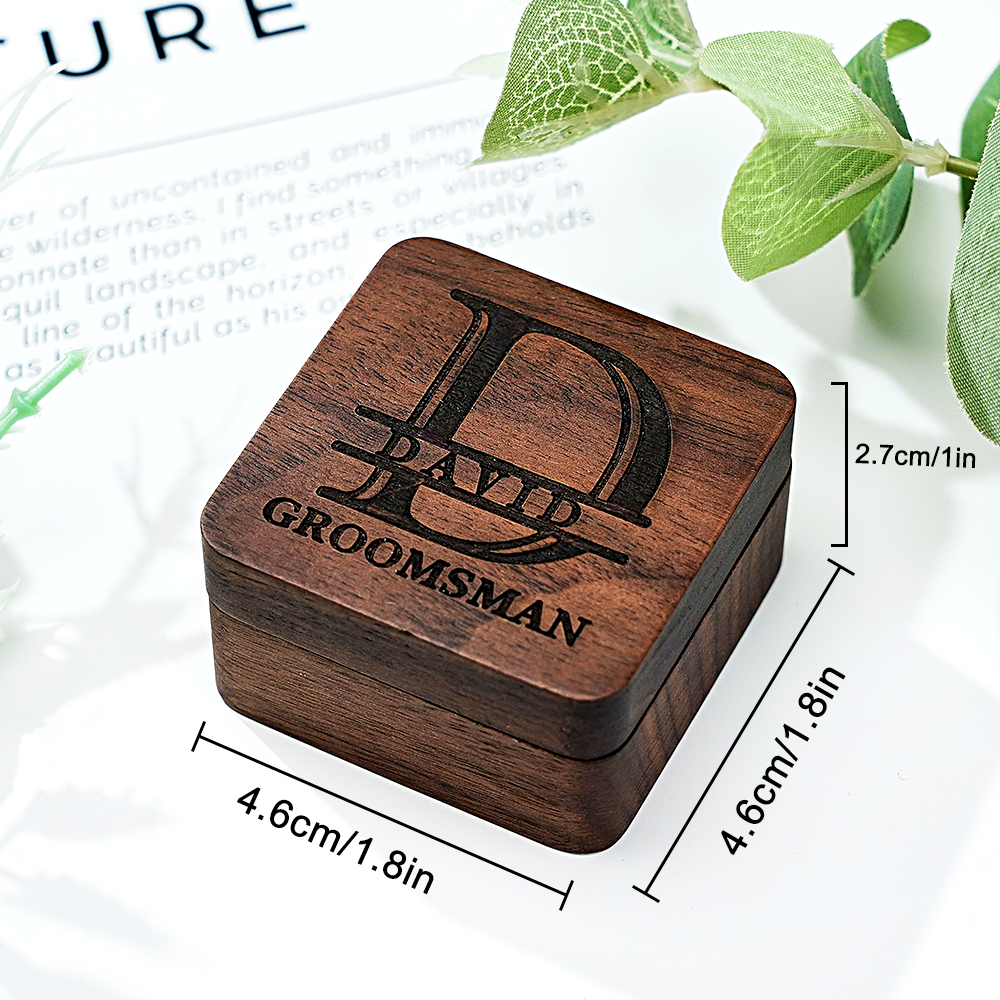 Engraved Cufflinks Set with Wooden Box