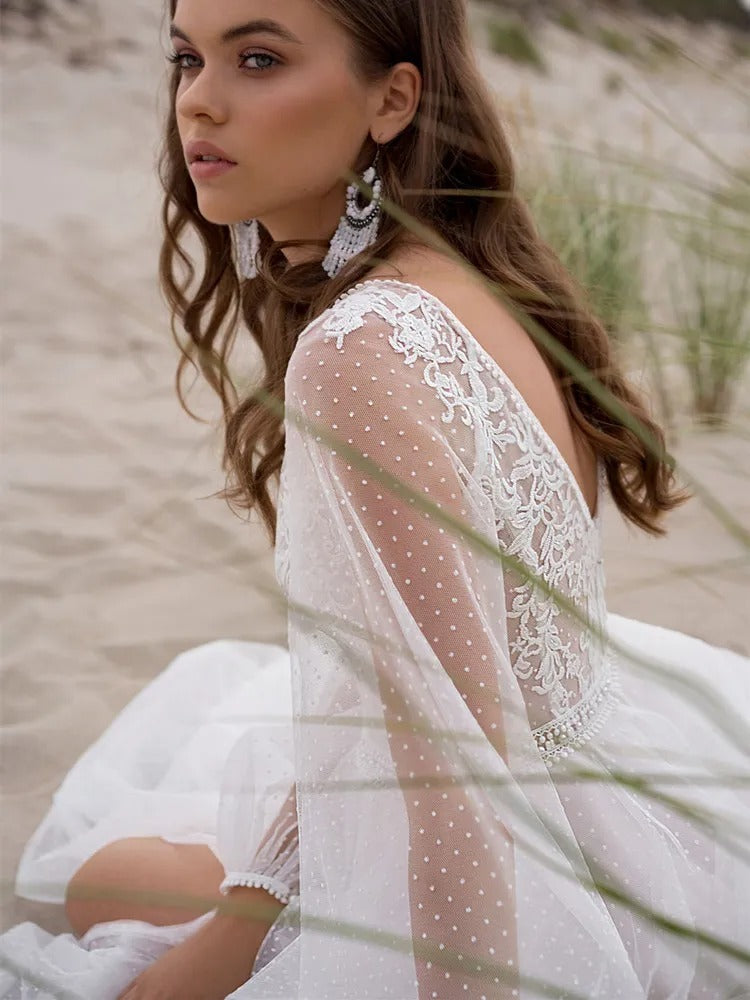 Beach Boho Tulle Wedding Dress