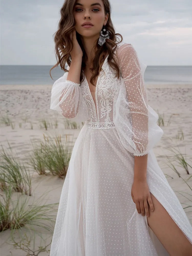 Beach Boho Tulle Wedding Dress