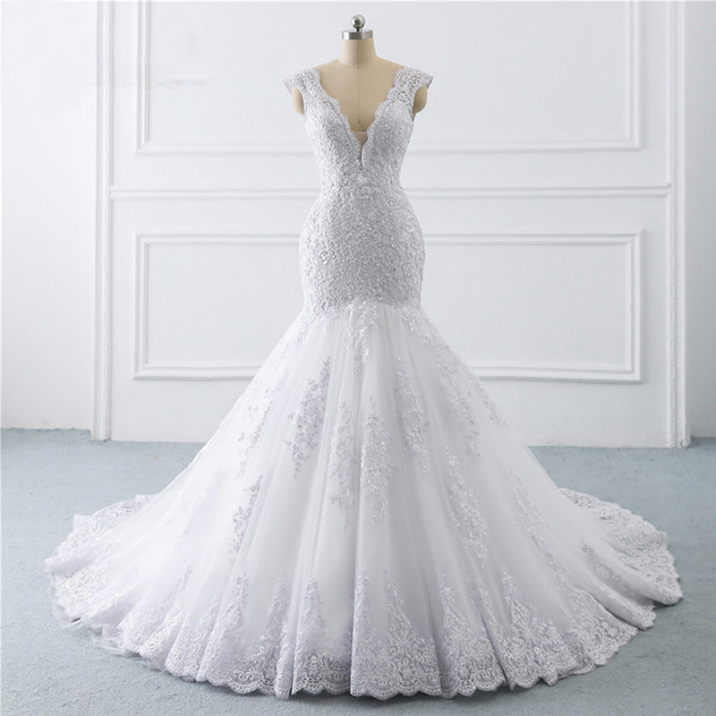 Mermaid Fishtail Wedding Dress - French Retro