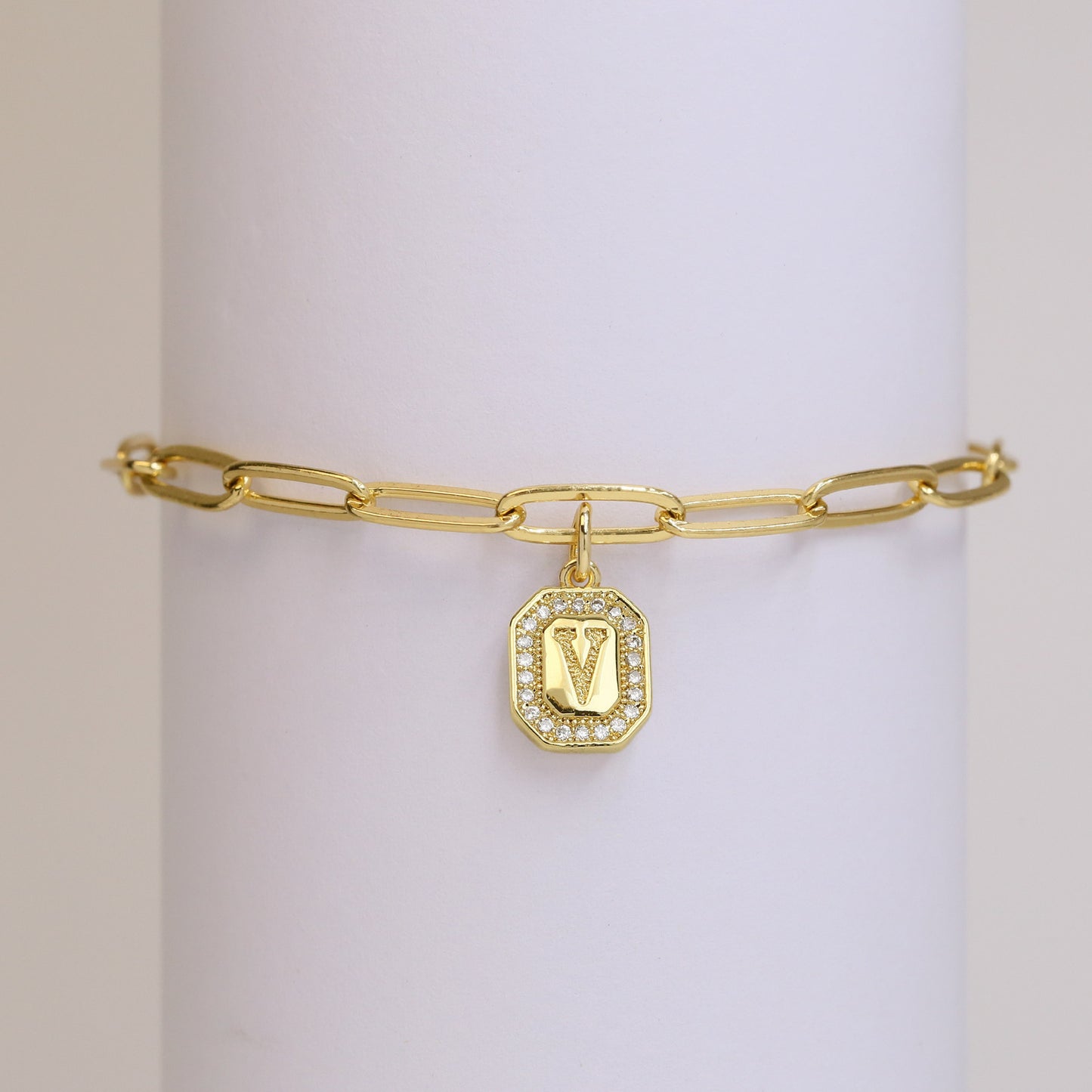 Square Tags Letter Bracelet