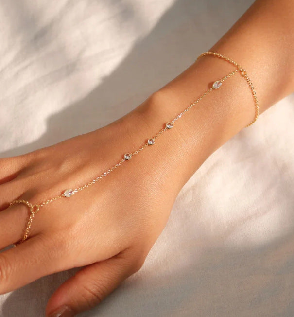 Pearl Ring Love Finger Chain