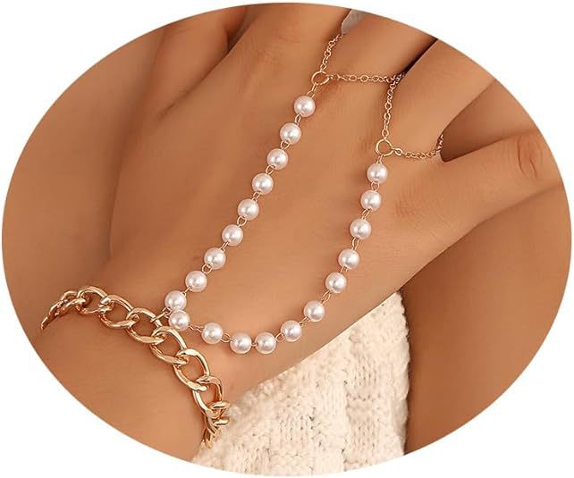 Pearl Ring Love Finger Chain