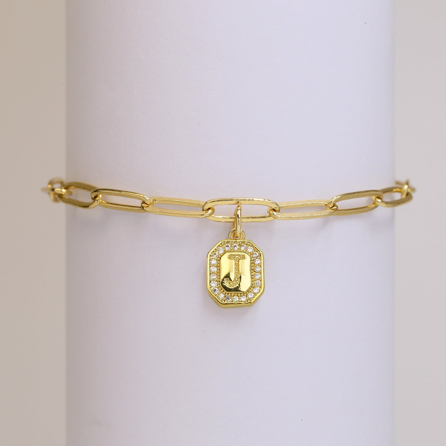 Square Tags Letter Bracelet