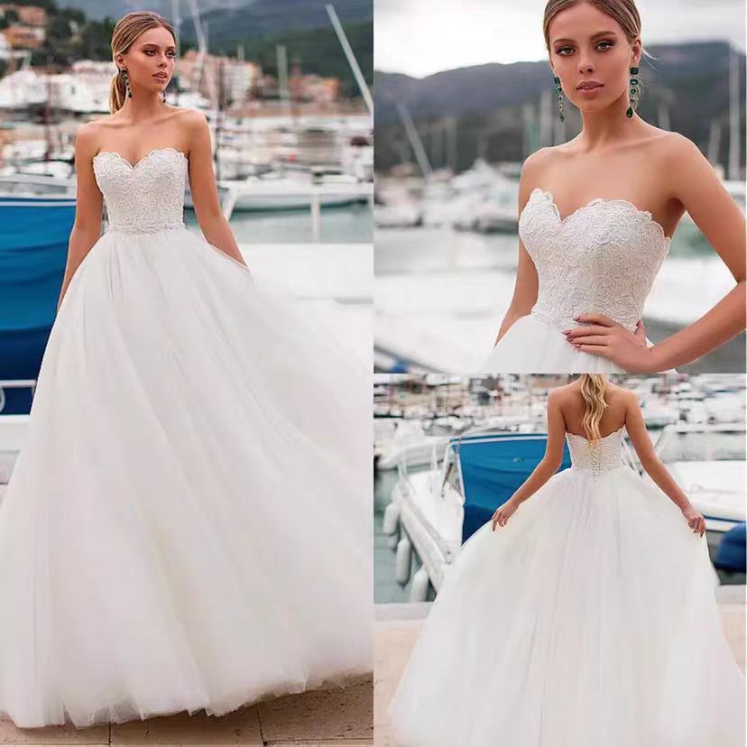 Strapless Lace Bodice Wedding Dress