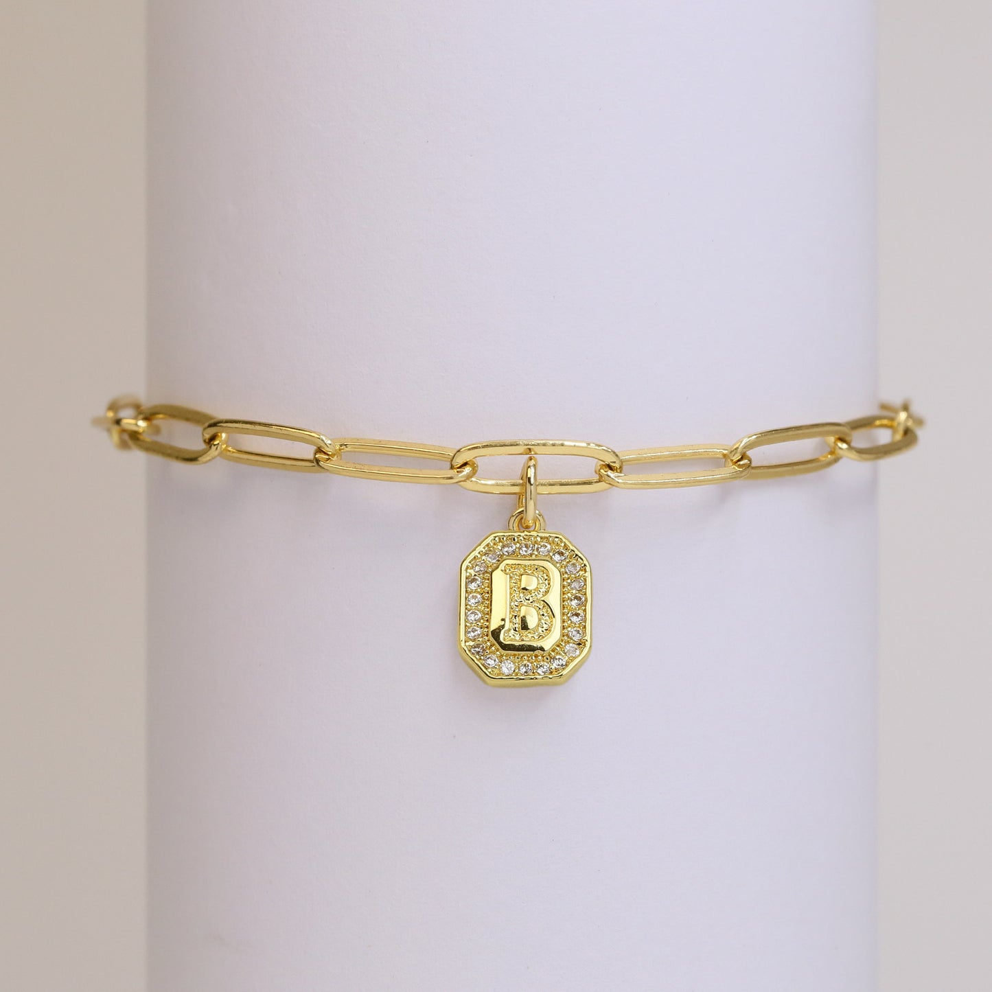 Square Tags Letter Bracelet