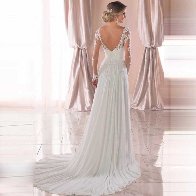 Back Chiffon Lace Wedding Gown