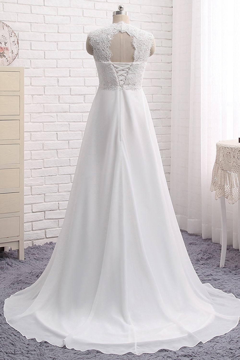 Back Flowing Wedding dress