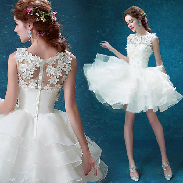 Double Short Lace Wedding Dress