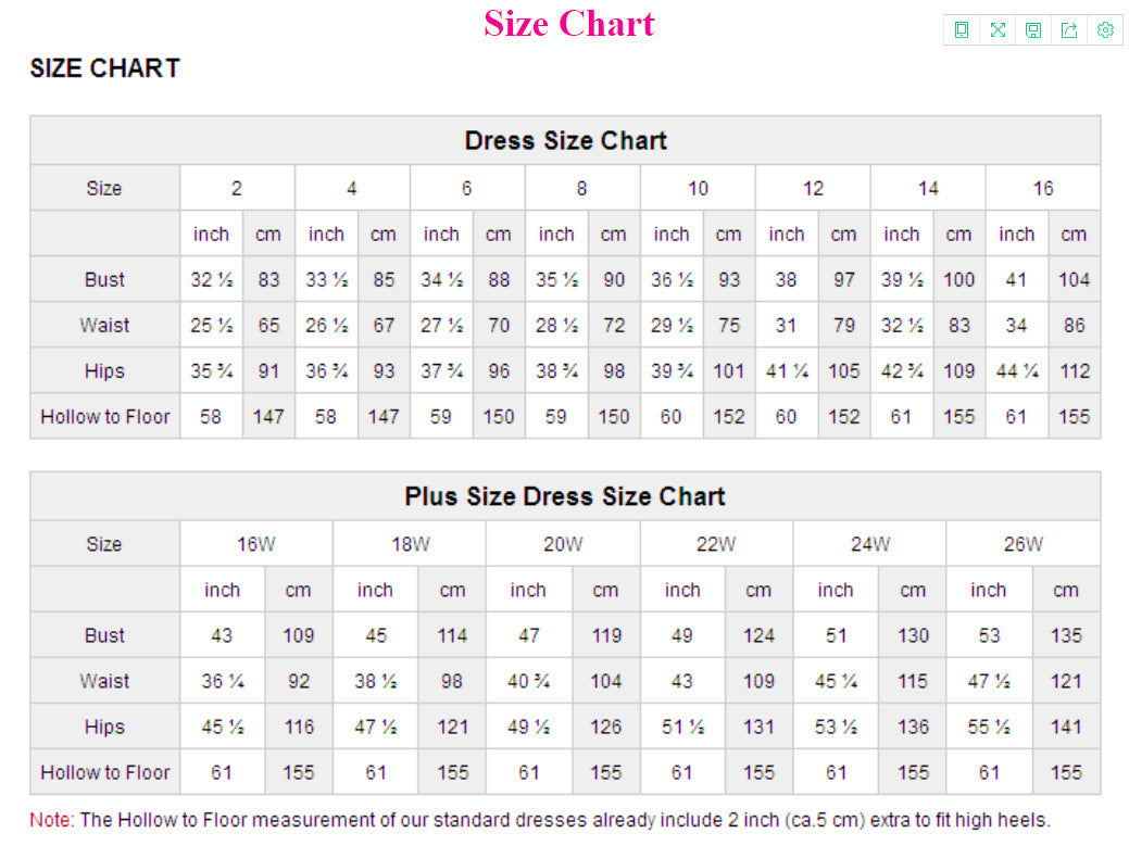 Sizing Chart Dress