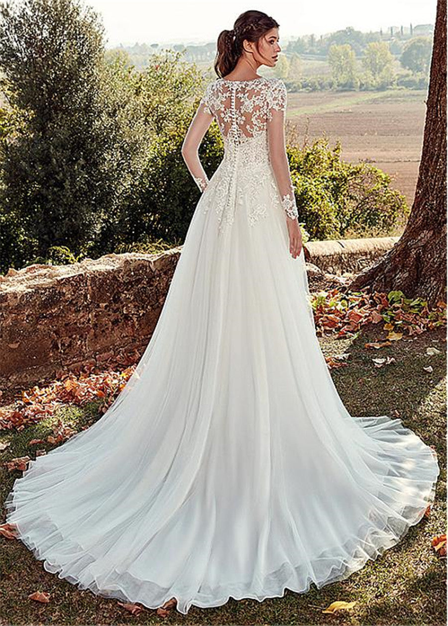 Full Back Wedding Dress Elegant