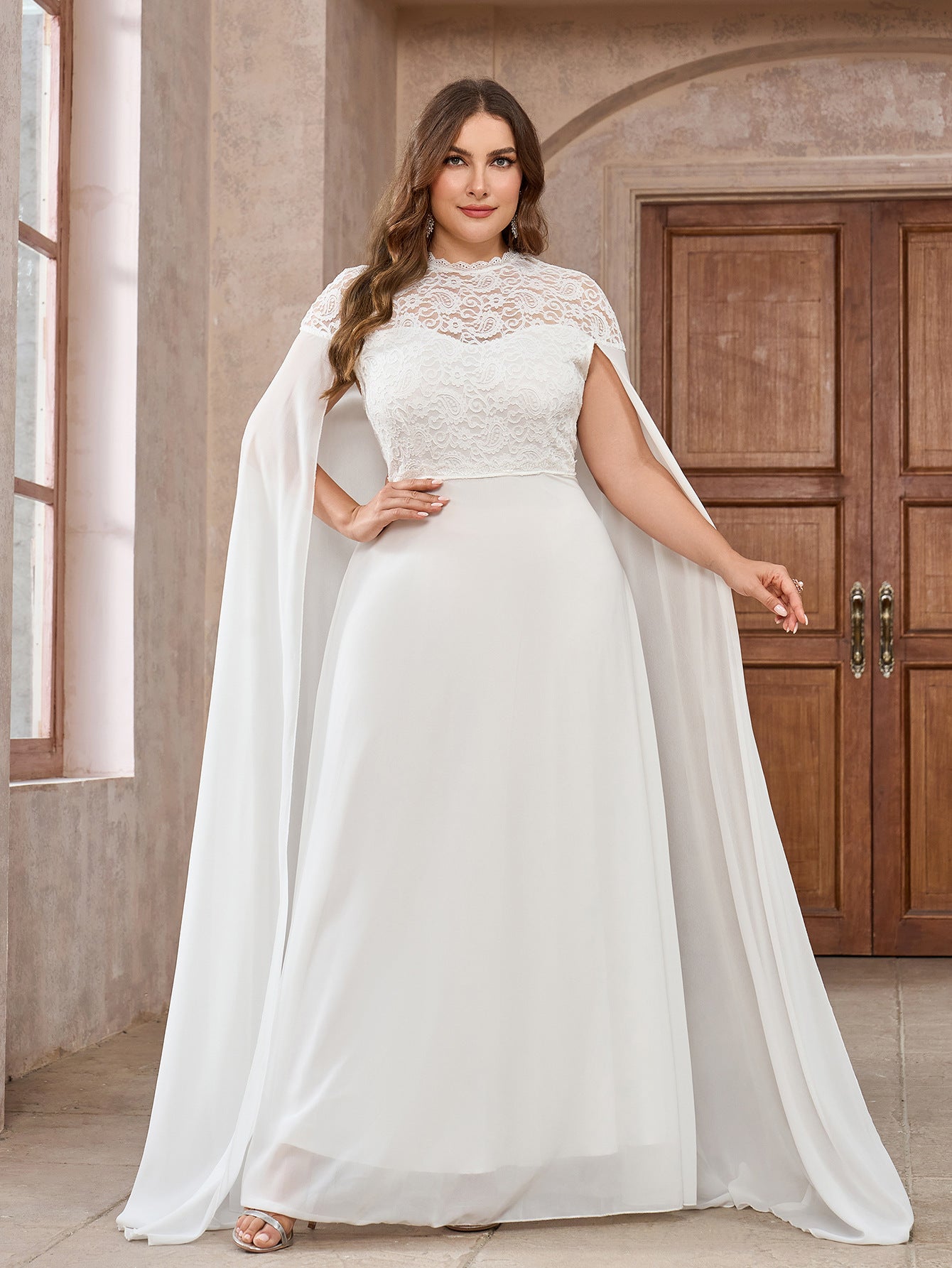 Fairytail cape Wedding Dress