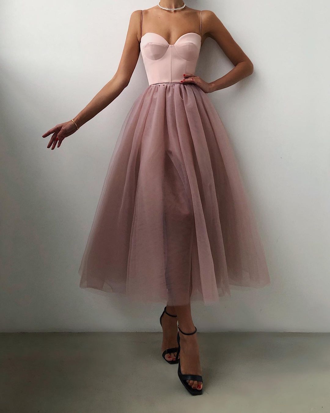 Pink Satin and Tulle Dress