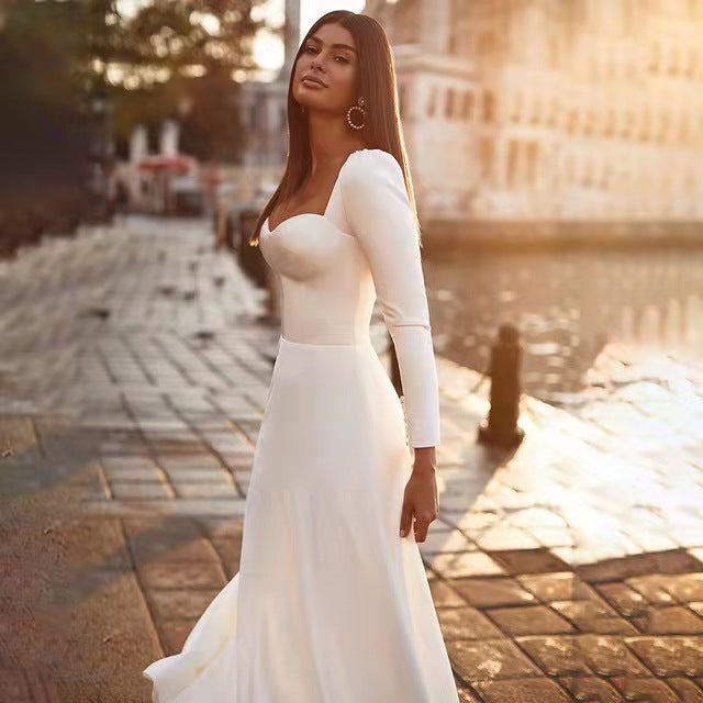 Side Long Sleeve Wedding Dress