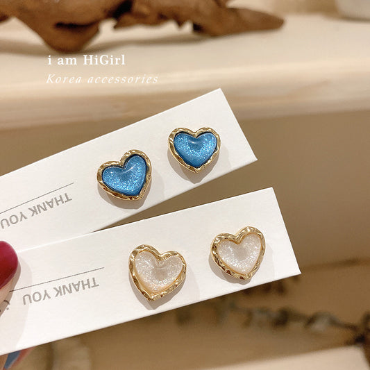 925 Silver Love Heart Stud Earrings