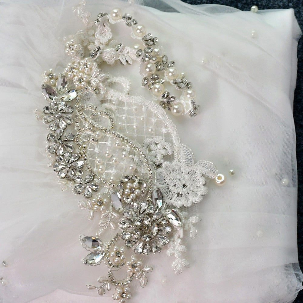 Pearl Rhinestone Trailing Shawl