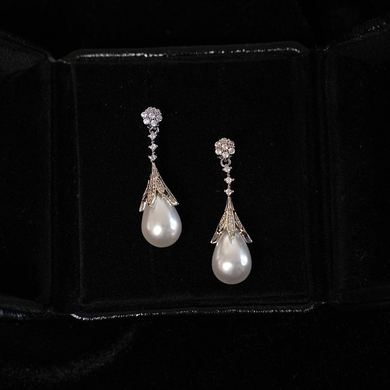 French Style Water Drop Pearl Earrings