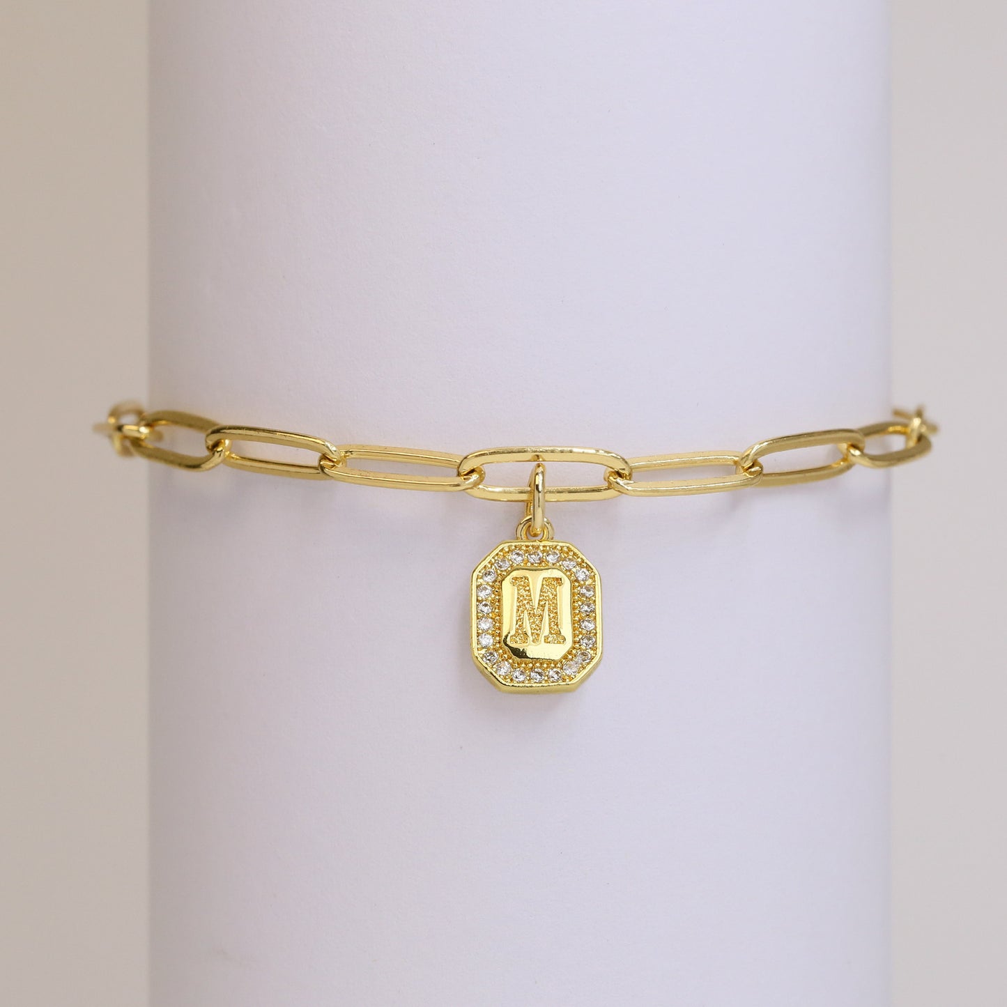 Square Tags Letter Bracelet