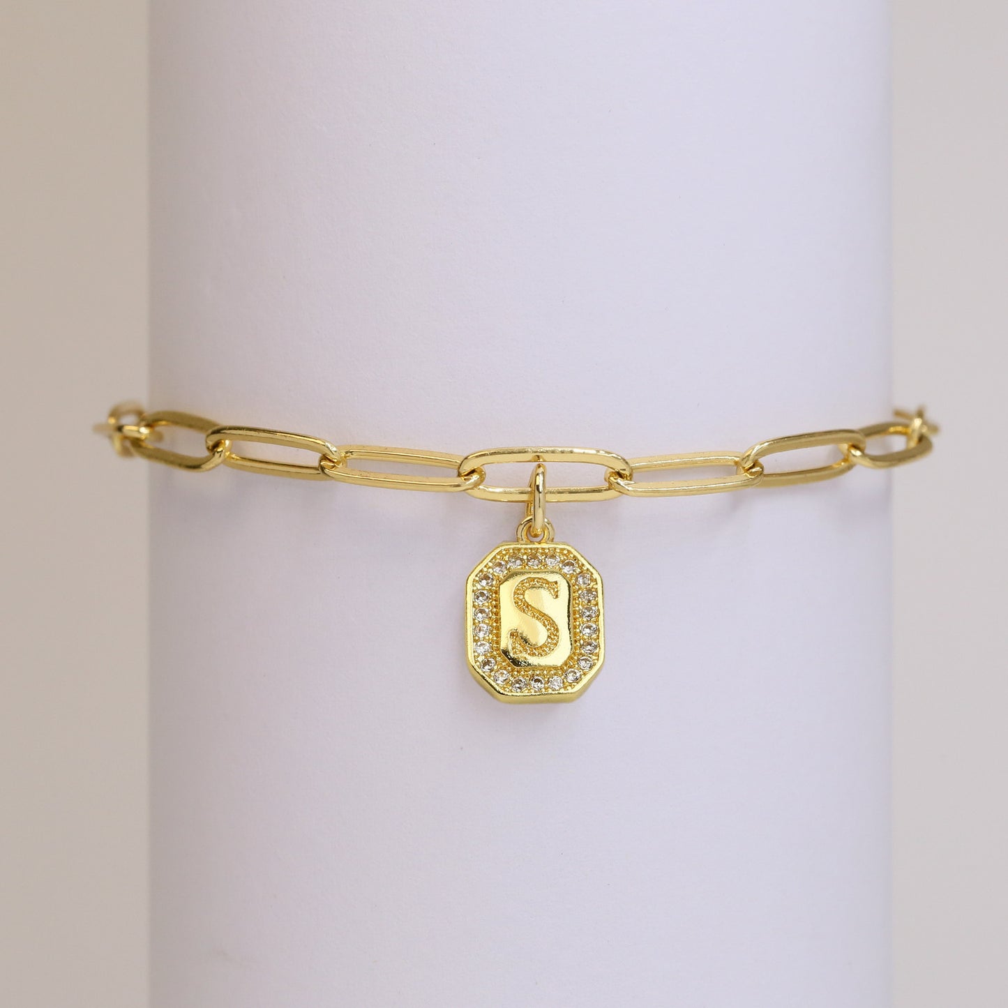 Square Tags Letter Bracelet