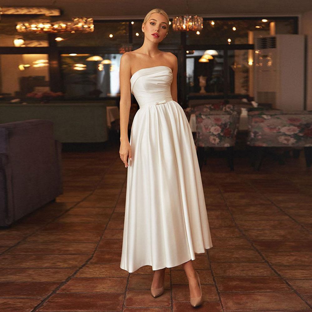 French Tube Satin Wedding Dress