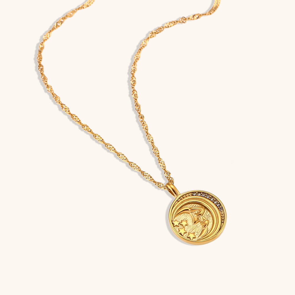 Moon Planet Coin Necklace