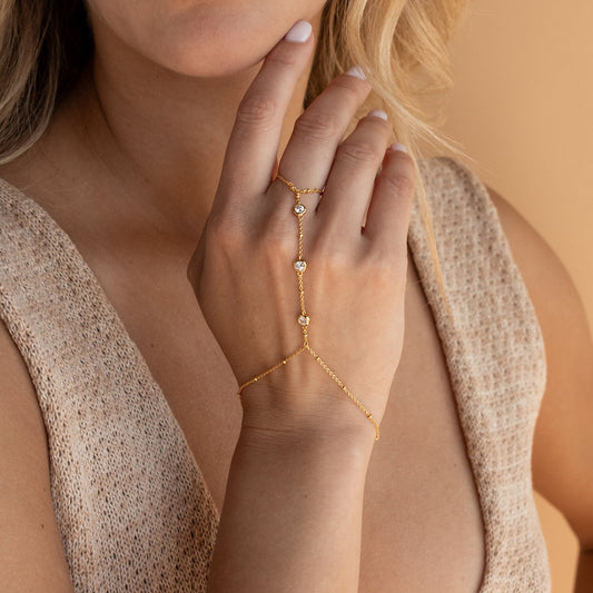 Pearl Ring Love Finger Chain